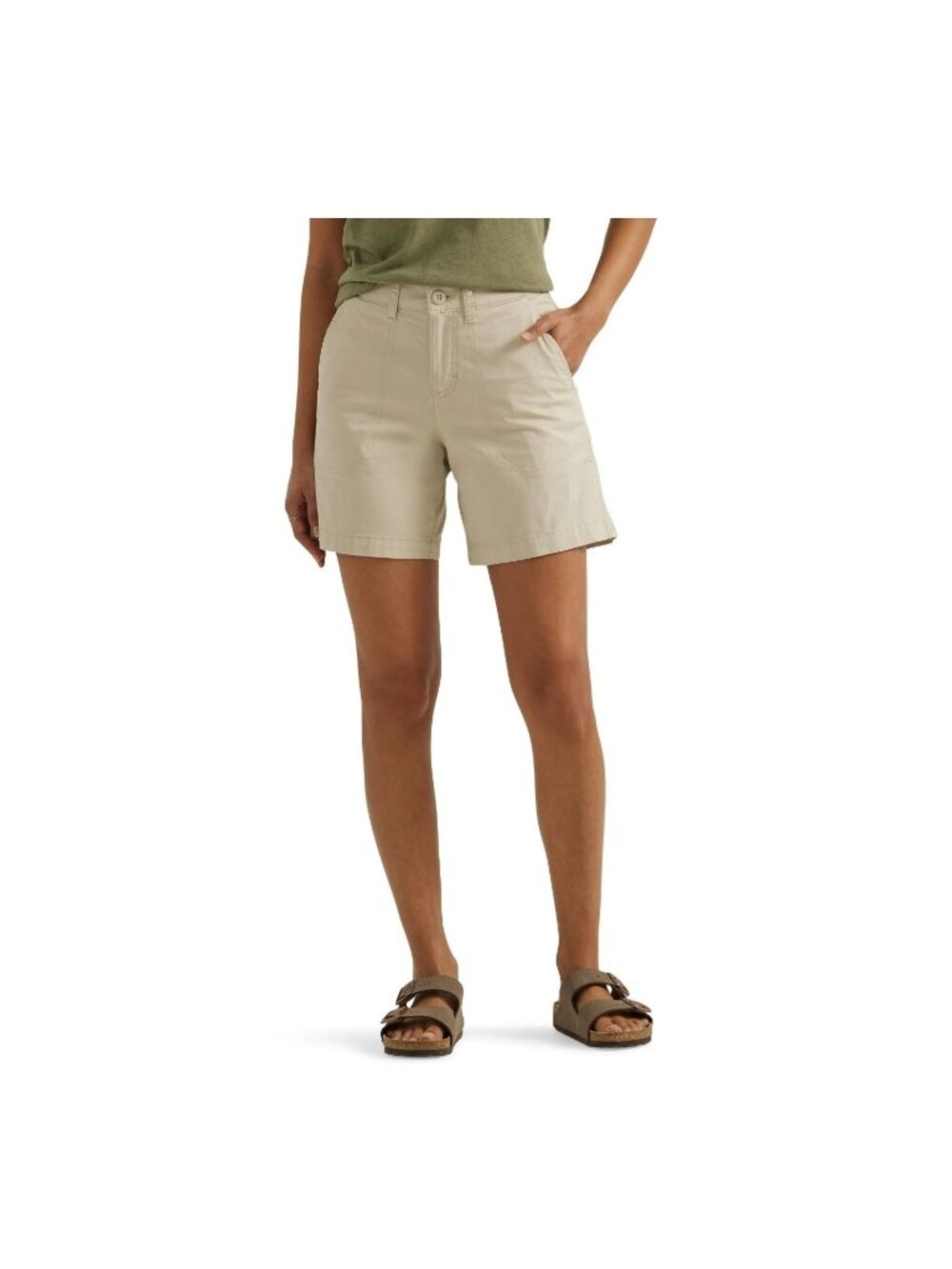 NWT Lee Women's Beige Mid Rise Utility Short Size 18M - Waist 36"